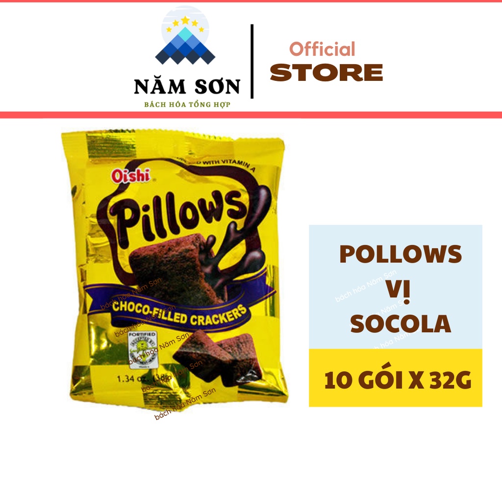 10 gói Oishi Snack Nhân Vị Socola Pillows (38gx10gói)