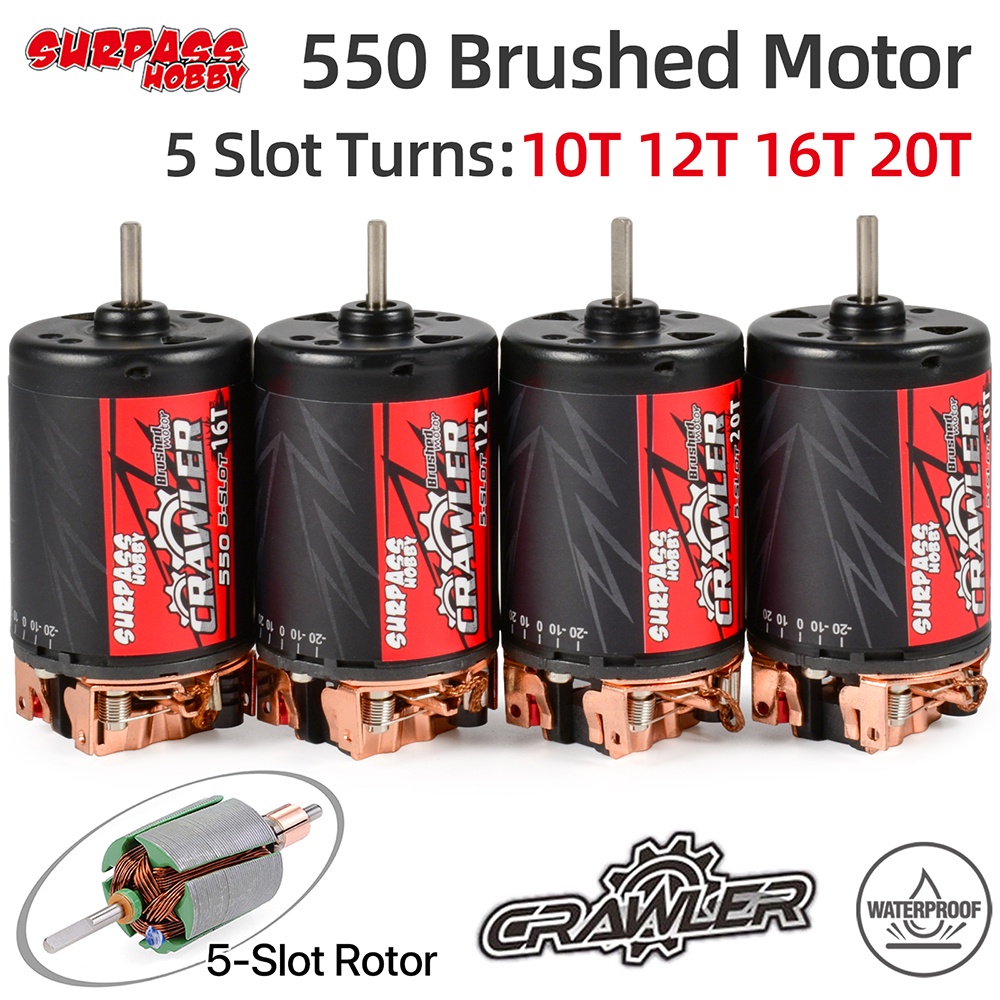 Động Cơ Không Thấm Nước 5 Khe 550 20T 16T 12T 10T Cho Xe Tải tamiya Kyosho TRAXXAS WLtoys 1/10