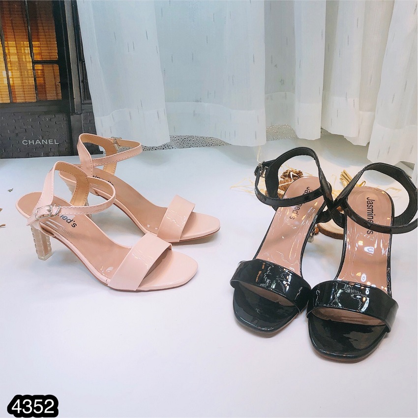 Giày Sandal Quai Ngang CHIMOKA Cho Nữ Gót Mica 7 Cm Hai Màu Hồng Kem Và Đen