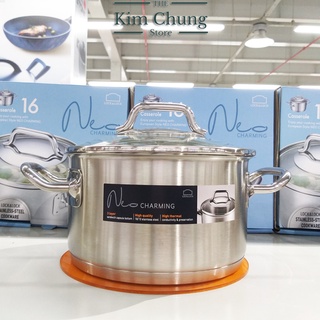 Nồi inox 304 lock&lock neo charming 20cm đáy từ lcm3203 - hàng chính hãng