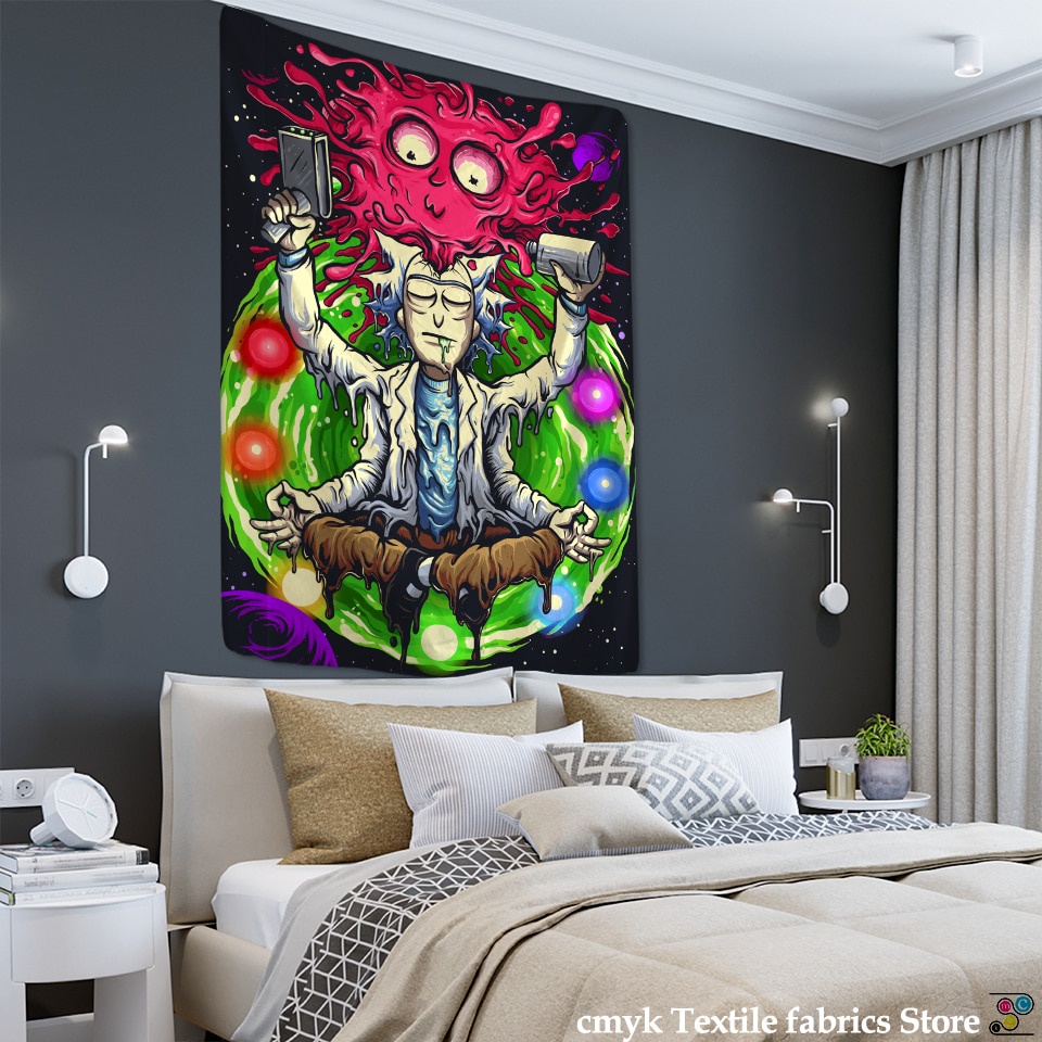 Thảm Treo Tường Trang Trí Họa Tiết Phù Thủy Hoạt Hình Phong Cách Bohemian Dễ Thương