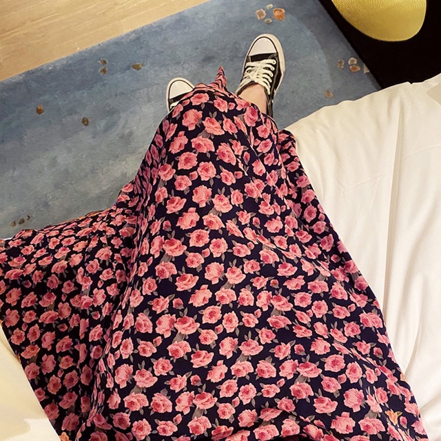 Chân váy vintage dang midi hoạ tiết hoa hồng 🌹 CV6655 Hàng quảng Châu | BigBuy360 - bigbuy360.vn