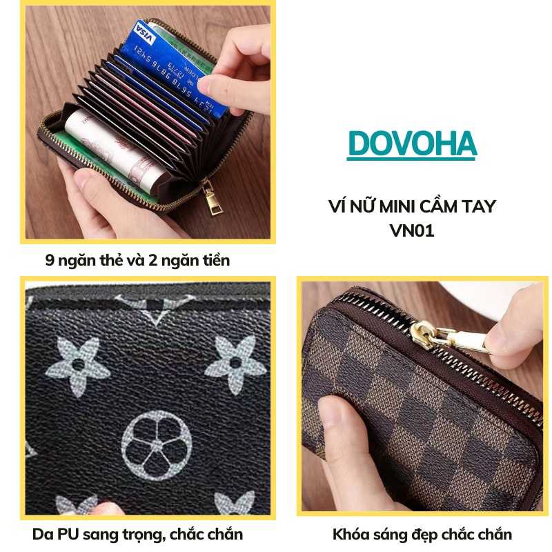 Ví nữ mini cầm tay ngắn nhỏ gọn bỏ túi thời trang cao cấp giá rẻ DOVOHA VN01