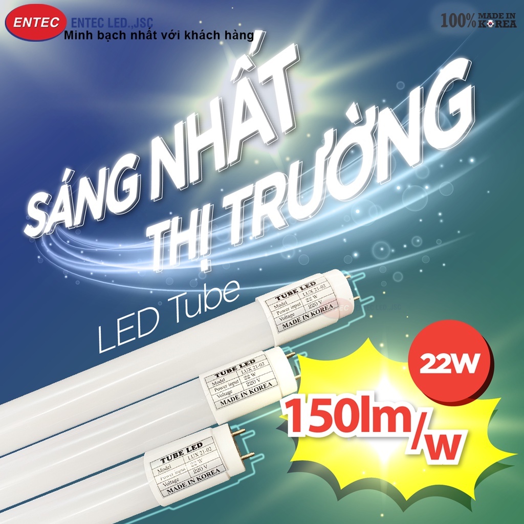 Bóng tuýp TUBE LED 1m2 công suất 22W ánh sáng trắng siêu sáng Hàn Quốc