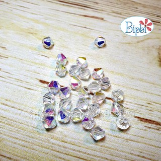 20 viên pha lê Tiệp 6mm màu trắng xà cừ