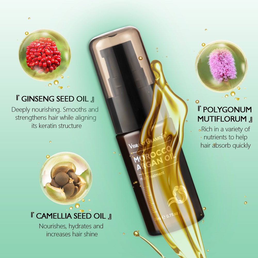 Tinh Dầu Argan Ma-Rốc VIBRANT GLAMOUR Giúp Phục Hồi Tóc Khô Và Xoăn 20ml