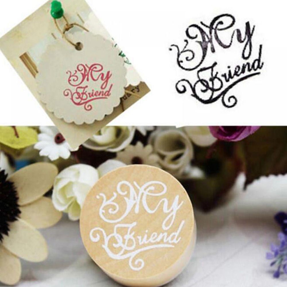 MIQUEL Love You Thank You Wooden Rubber Stamp DIY Letter Stamp Floral Flower Pattern Craft Round for Scrapbook Retro Vintage Photo Album Embossing