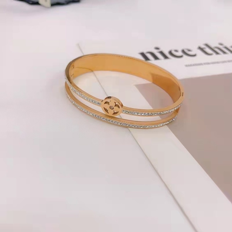 Niche Vòng Tay Bằng Thép Titan Cao Cấp Màu Vàng Hồng Phong Cách Âu Mỹ Thời Trang Phổ Biến Dành Cho Bạn Nữ