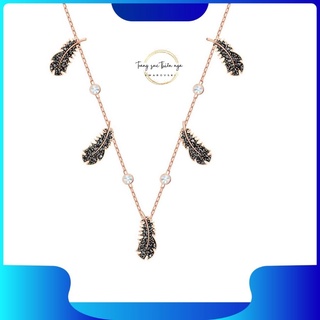 Dây Chuyền Swarovski, Vòng Cổ Nữ Lông Vũ Đen Dây Vàng Hồng Cao Cấp Fullbox - Trangsucthiennga