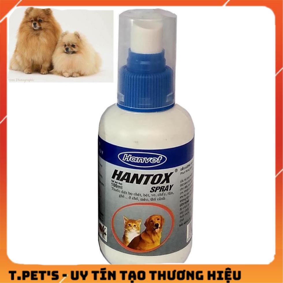 Hantox - 200 100ml dạng xịt trị ve, ghẻ, chấy, rận, bọ chét trên chó mèo