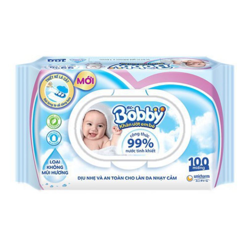 Bộ 4 gói Khăn ướt Bobby  100 tờ/gói