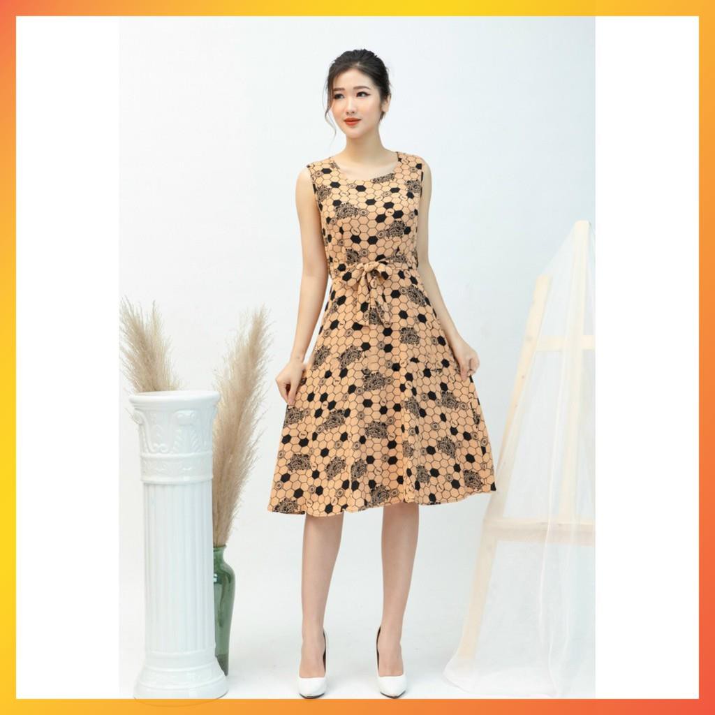 [HÀNG THIẾT KẾ - BAO HÀNH] Váy dài sát nách cổ tròn, nơ buộc nhấn eo thanh lịch | BigBuy360 - bigbuy360.vn