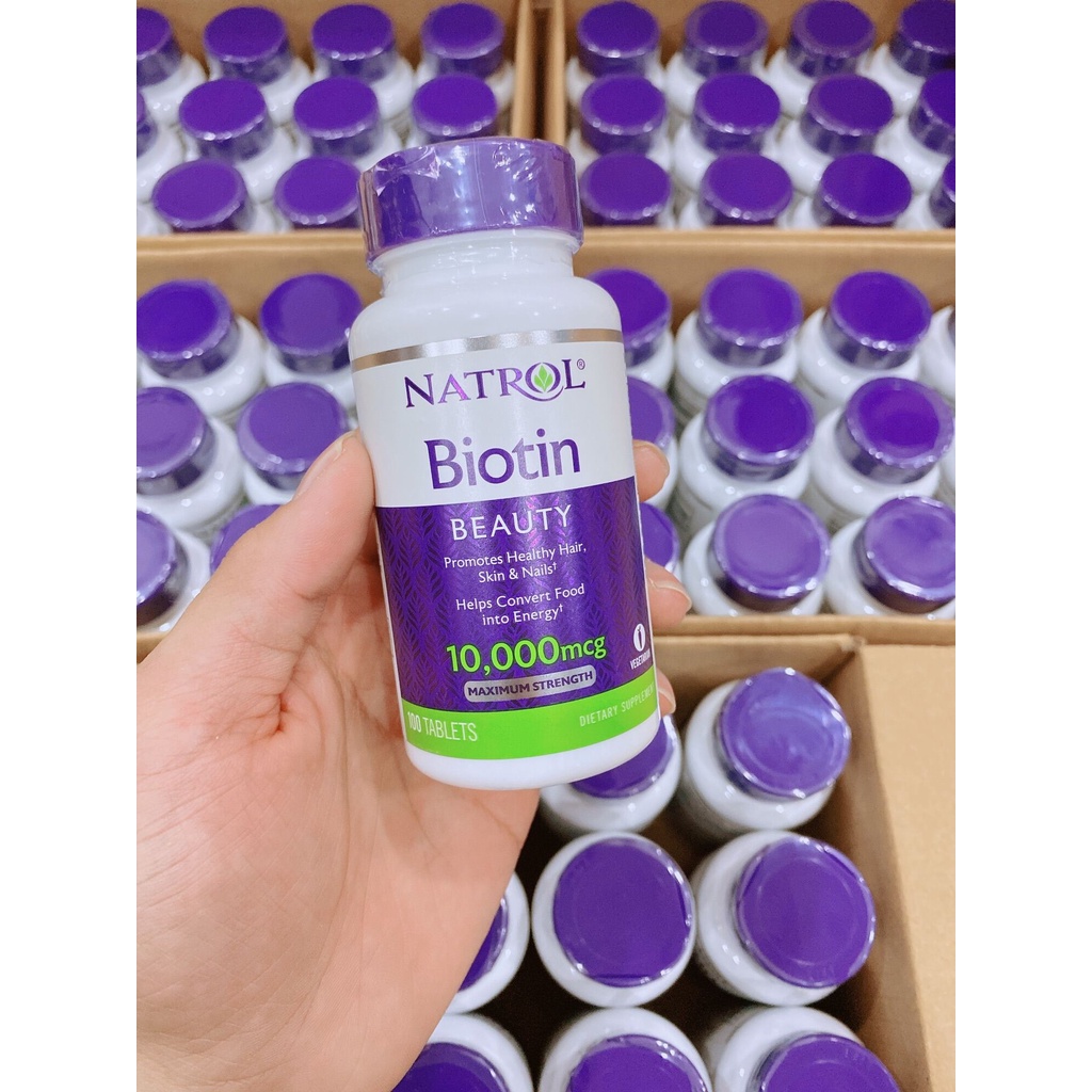 Viên Uống Hỗ Trợ Mọc Tóc, Móng Natrol Biotin 10.000mcg 100 viên Nội Địa Mỹ SeeMe beauty