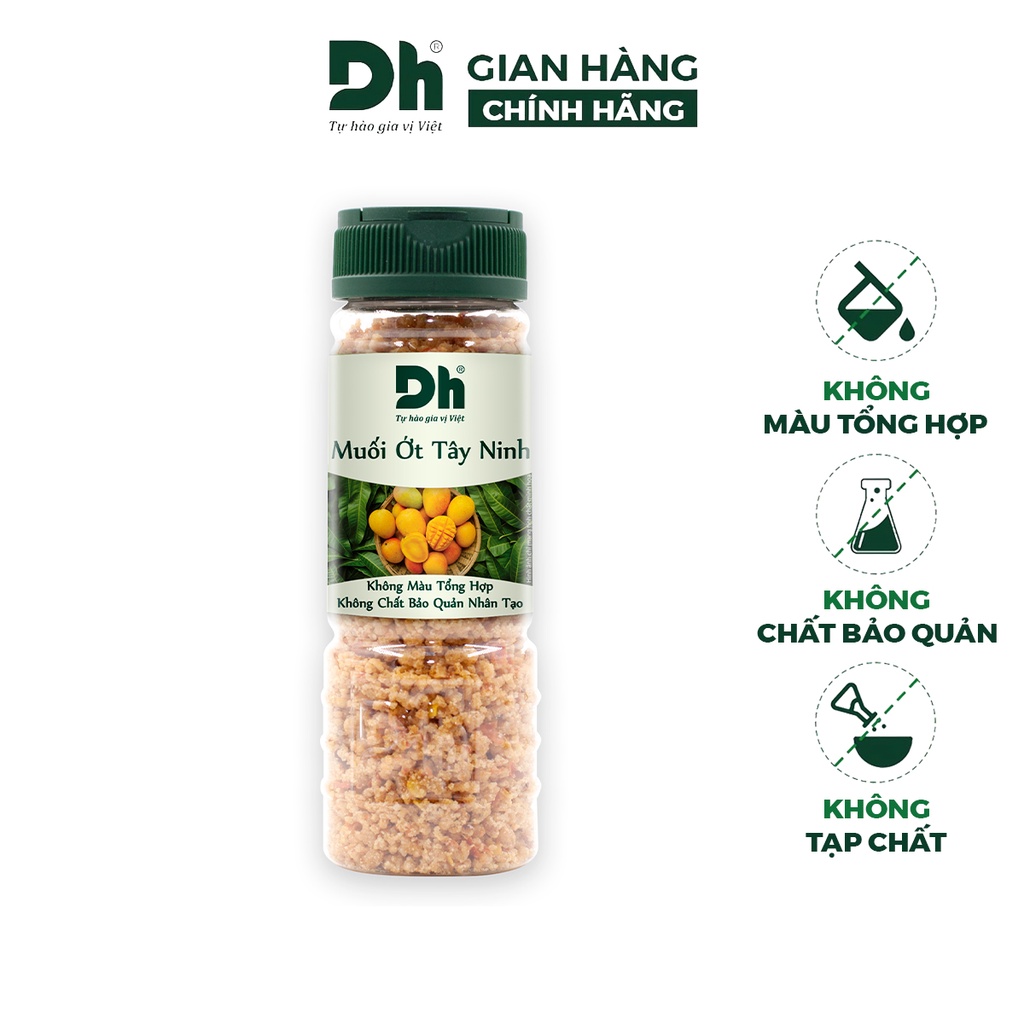 Muối ớt Tây Ninh DH Foods hạt to gia vị chấm hoa quả loại 1 thơm ngon 60/80/110gr