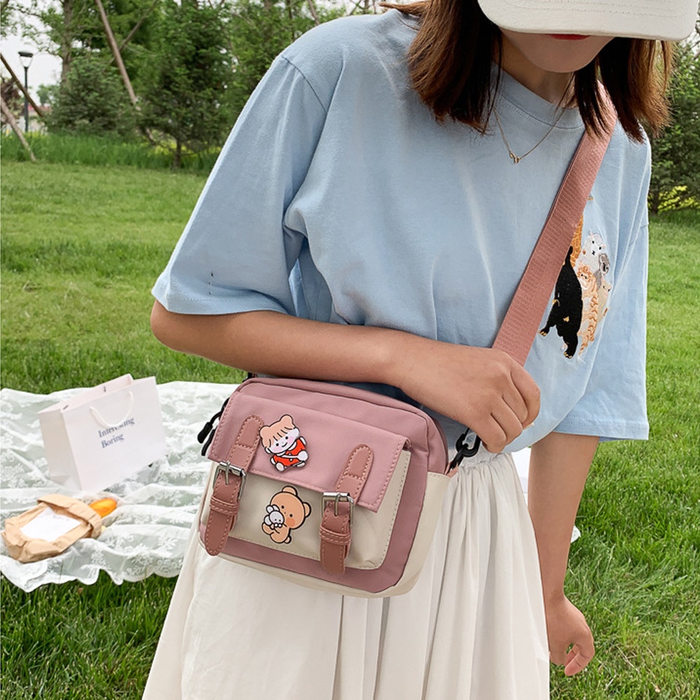 Túi Đeo Chéo Mini Vải Canvas Siêu Dễ Thương Đi Chơi Phong Cách Hàn Quốc
