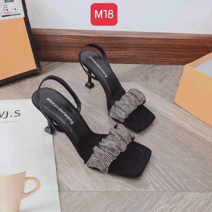 Guốc cao gót đế 7cm đính đá sang chảnh s490