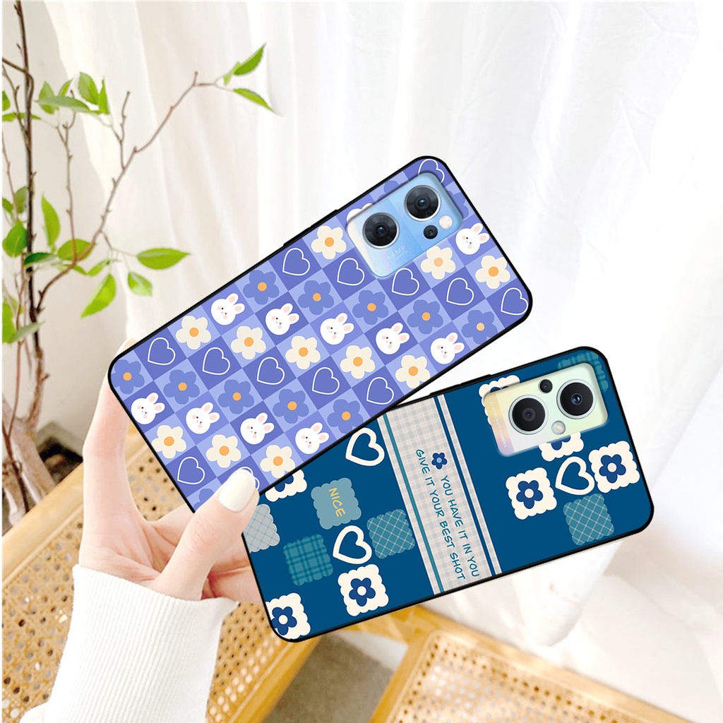 Ốp lưng Oppo Reno 7 4G - Reno 7 5G - Reno 7Z 5G in hoạ tiết caro trái tim đen trắng, gấu bear cute đáng yêu