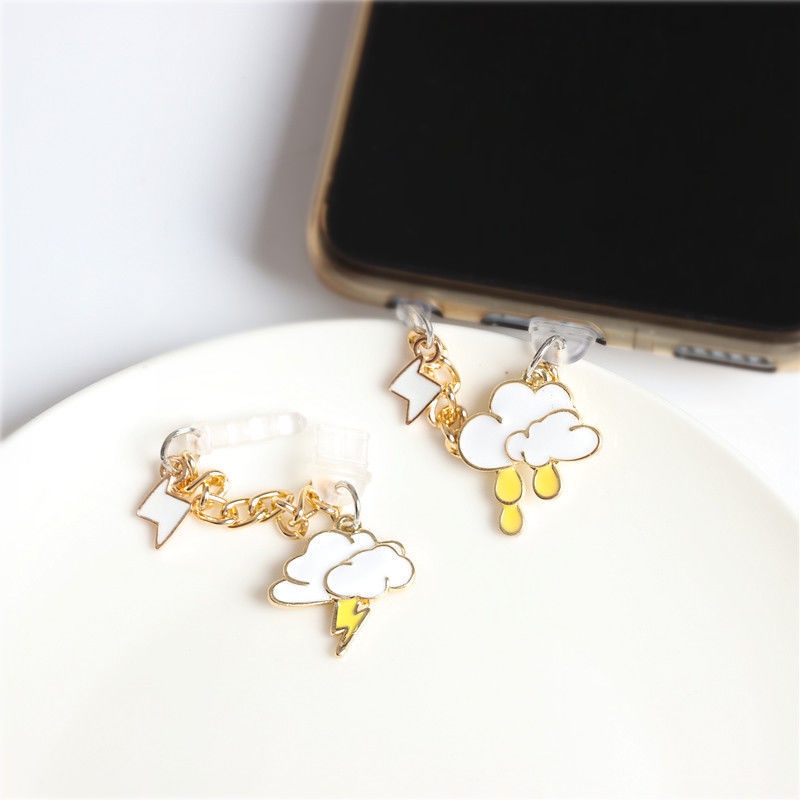 Nút Bịt Chống Bụi Chống Bụi Hình Đám Mây Mưa Cho Cổng Sạc Điện Thoại Di Động