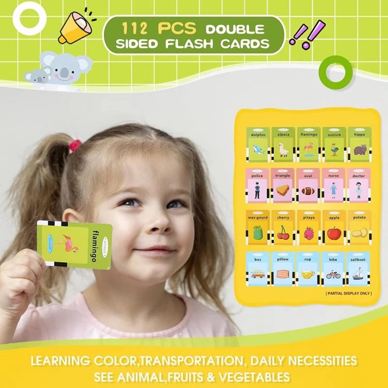 Máy đọc thẻ flashcard tiếng anh hình con mèo phát âm chuẩn, máy đọc từ vựng tiếng anh 224 từ giáo dục sớm Montessori