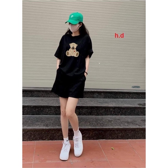 Sét bộ áo gấu nâu + quần đùi trơn HARI