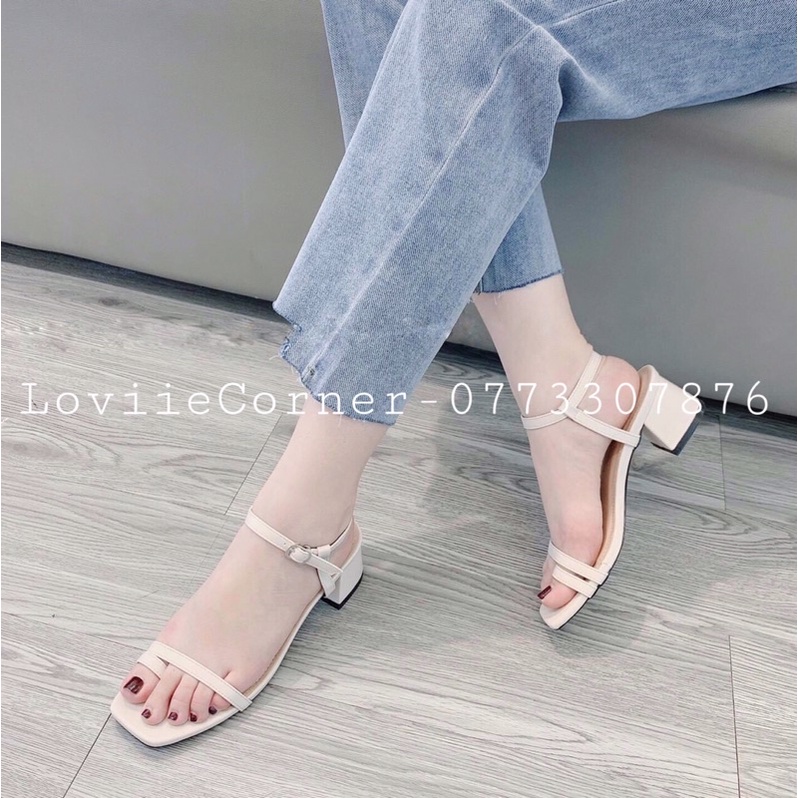 SANDAL CAO GÓT ĐẾ VUÔNG LOVIIECORNER - SANDAL QUAI MẢNH XỎ NGÓN - GIÀY SANDAL NỮ XỎ NGÓN - SANDAL 3 PHÂN G210701