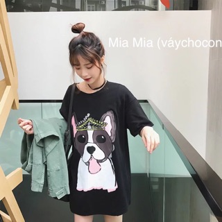 Áo dáng dài hình con cún có khoá cho ti