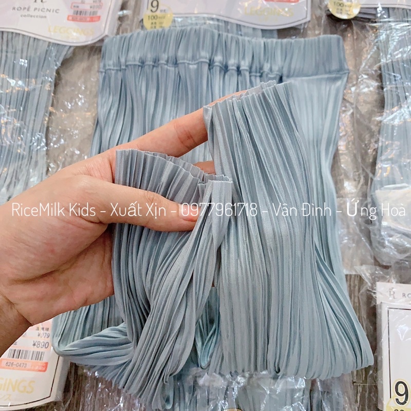 Quần dập ly xuất Nhật màu xanh min