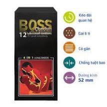 Bao cao su Boss 4 in 1, gân gai, siêu mỏng, kéo dài thời gian, hộp 12 cái xịn