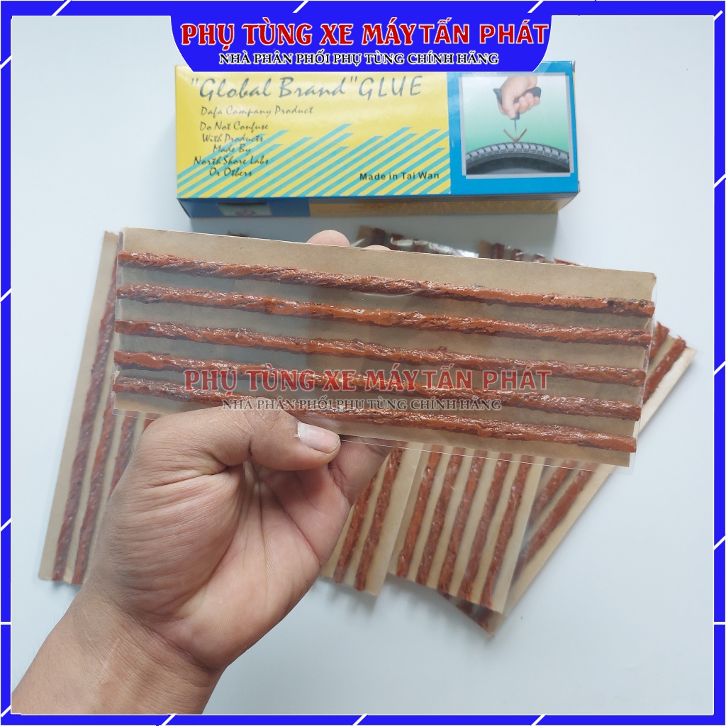 1 Hộp 6 Miếng Keo 20cm Hãng Tawan Đài Loan Vá Dùi Vá Lụi Vá Rút Lốp Không Săm (Combo N