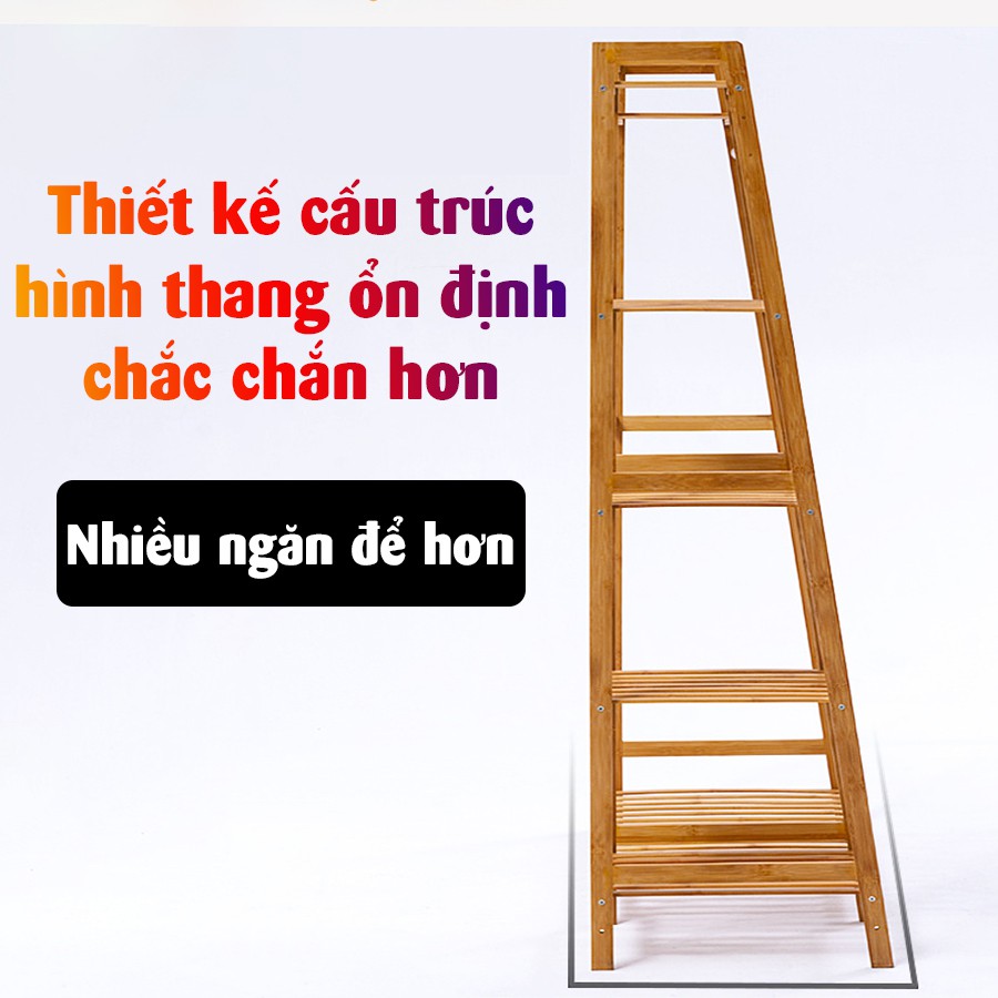 Giá kệ treo quần áo thông minh VANGO V19 gỗ tre tự nhiên cao cấp, Thiết kế có chỗ để giày đa năng tiện lợi, sang trọng