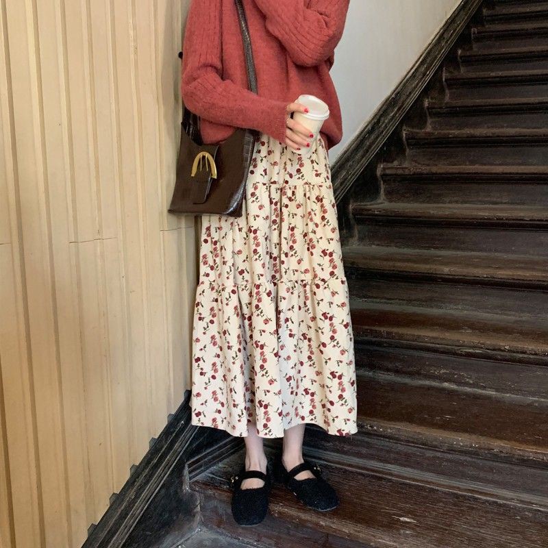 [ORDER] chân váy nhung hoa nhí tầng xòe kiểu dáng Ulzzang Hàn Quốc (Quảng Châu loại 1) | BigBuy360 - bigbuy360.vn