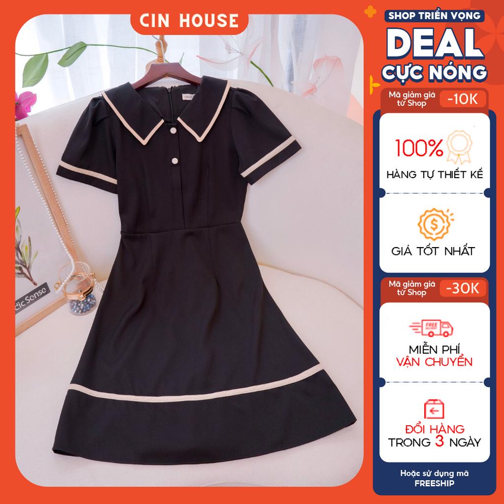 Đầm công sở cổ sơ mi viền trẻ trung Edna C115 CIN HOUSE