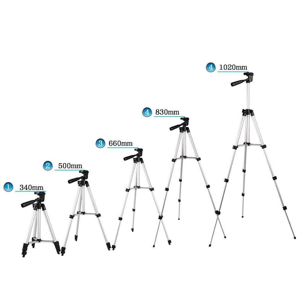 Gậy 3 Chân Tripod 3110 - TF-3120 Chụp Ảnh Selfie Tự Sướng Khung Nhôm Chắc Chắn ( Remote Shutter + Đèn Trợ Sáng)
