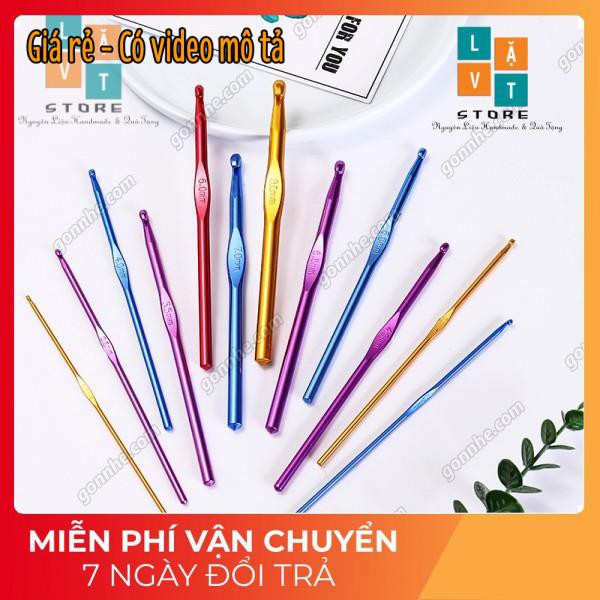 [VIDEO] Bộ móc len bằng kim loại phủ màu oxit nhôm - Bộ móc len 12 cây đựng túi opp - Crochet Hook