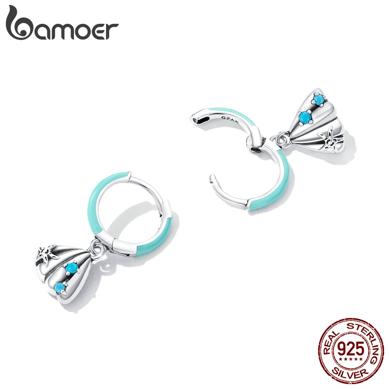 Khuyên tai BAMOER bạc 925 mặt vỏ sò/ sao biển thời trang