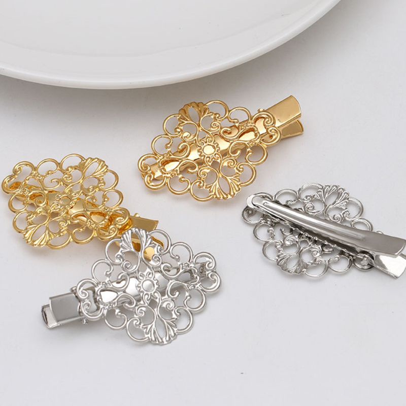 Youyo Kẹp Tóc Mỏ Vịt Họa Tiết Hình Học Rỗng Bằng Kim Loại Cổ Điển Cho Nữ