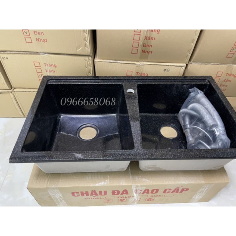 Chậu rửa chén đá nhân tạo đen KT 85x48x20