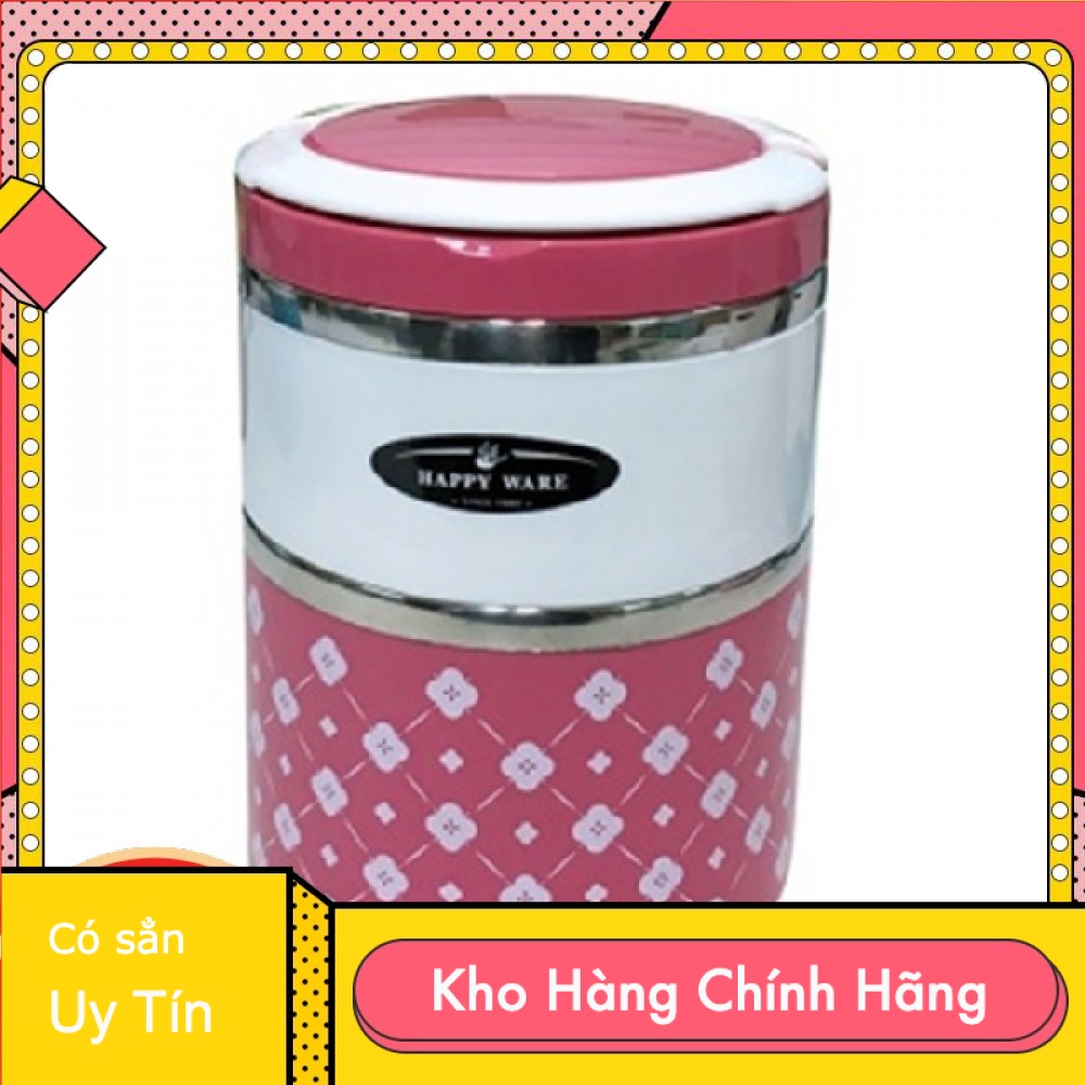Cà Men Inox Bọc Nhựa - Hộp đựng thức ăn 2 Ngăn Happy Ware PB643/2 Thái Lan
