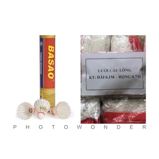 Combo 1 lưới cầu lông +1 hộp cầu lông Basao