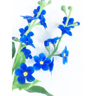 Hoa đất sét handmade cành hoa lưu ly (forget me not) size lớn - Cành hoa giả trang trí decor vintage KT 20-23cm