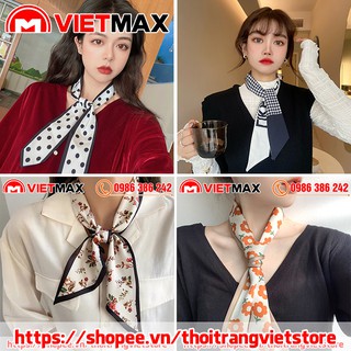 💎 khăn ruy băng lụa in họa tiết sang trọng đa năng cho nữ
