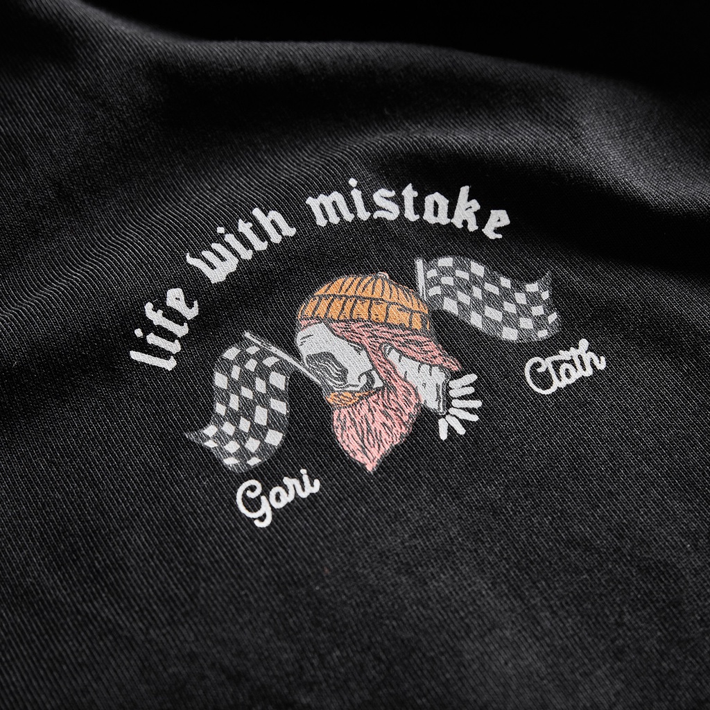 Áo Thun Tay Lỡ Gori Oldskull | Life With Mistake Đen Form Rộng Năng Động, Cá Tính