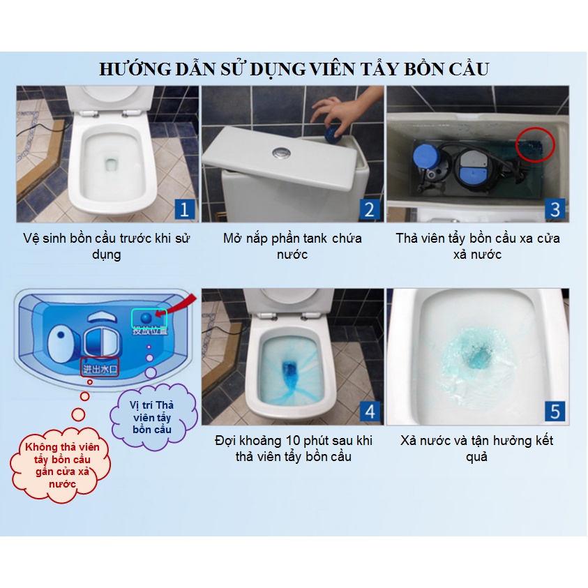 Set 10 Viên Tẩy Bồn Cầu Khử Mùi, Diệt Khuẩn Meijie