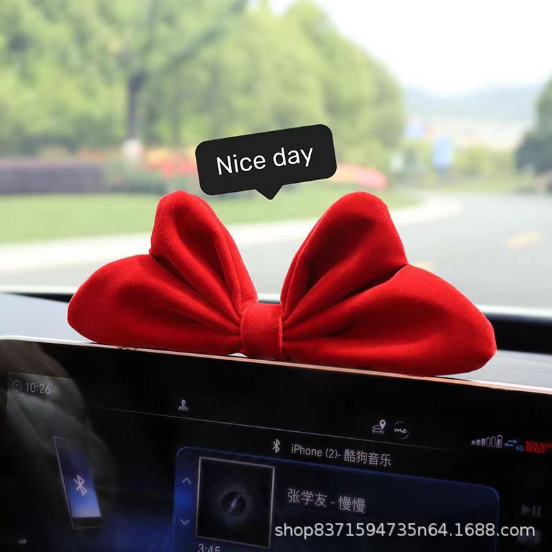 [Phong Cách Công Chúa!]Nơ Ruy Băng Trang Trí Bảng Điều Khiển Xe Hơi Đáng Yêu