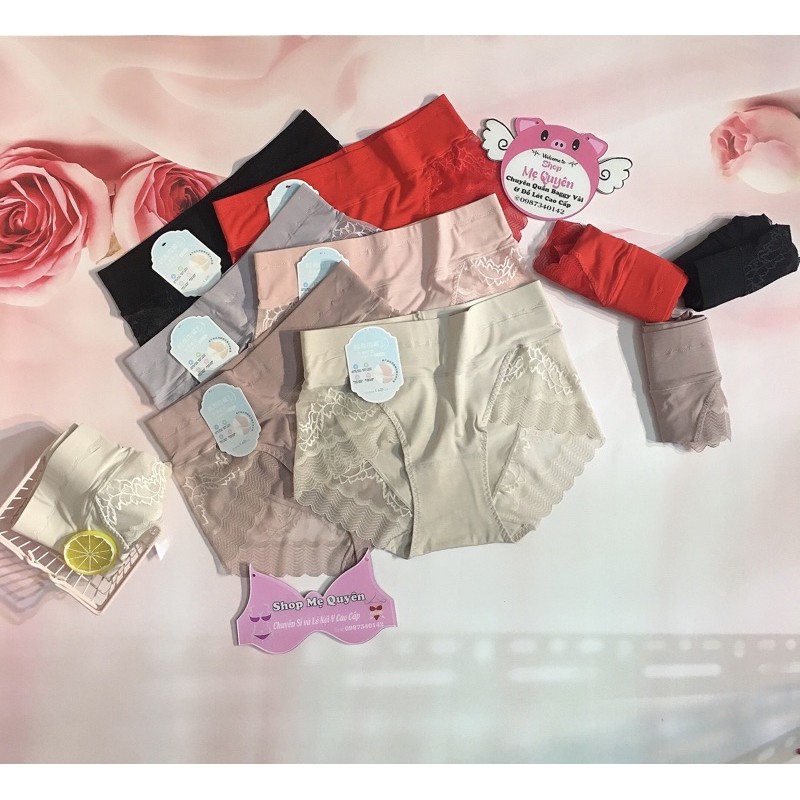Quần lót Cotton lạnh phối ren quyến rũ- cạp cao gen bụng dưới hàng LOẠI 1