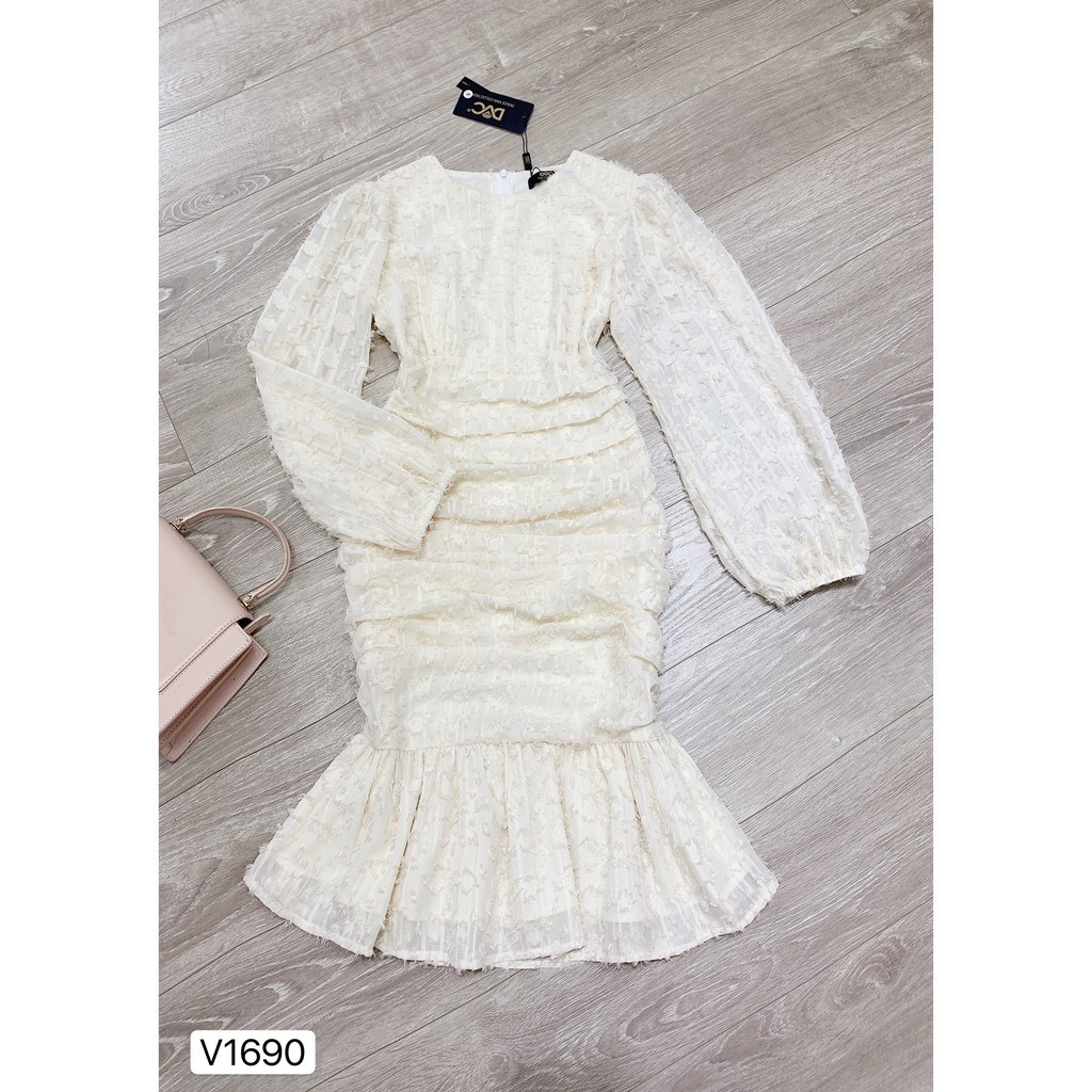 Váy kem đuôi cá V1690 - Đẹp Shop DVC (Kèm ảnh thật trải sàn do shop tự chụp) | BigBuy360 - bigbuy360.vn