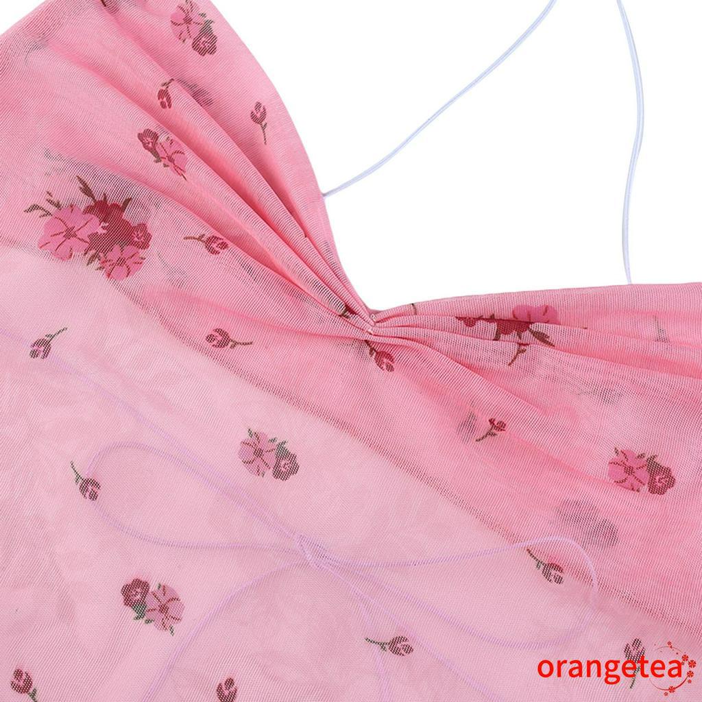 Áo Croptop Hai Dây Họa Tiết Hoa Quyến Rũ Thời Trang Cho Nữ