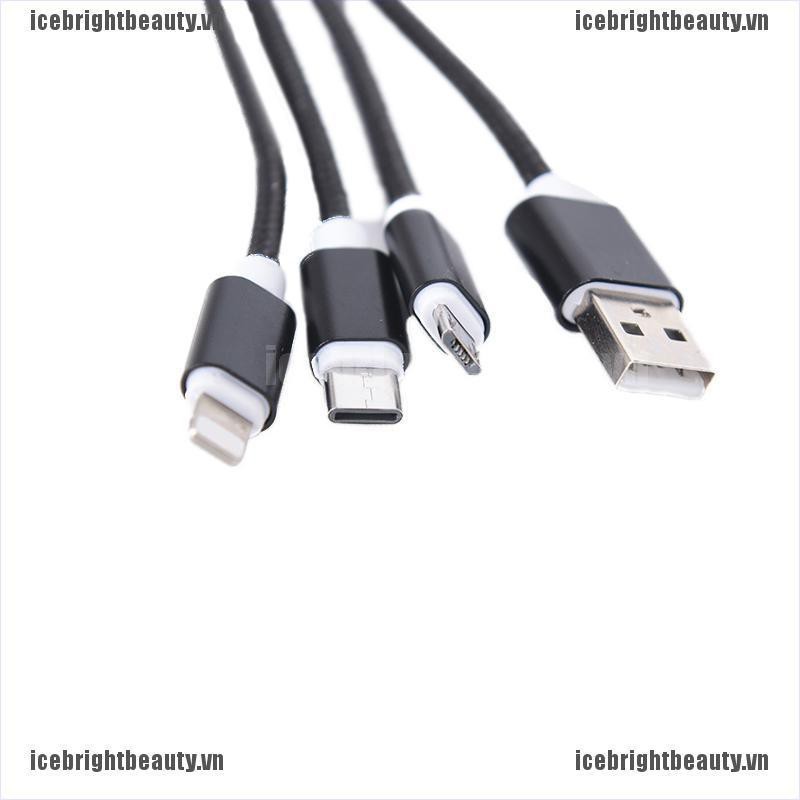 Dây Cáp Sạc Đồng Bộ Dữ Liệu Micro USB Loại C Đa Năng 3 Trong 1 Cho iPhone