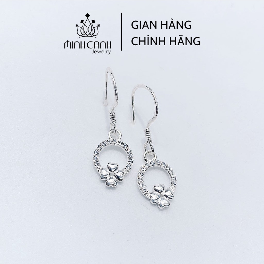 Bông Tai Bạc Vòng Tròn Cỏ 4 Lá - Minh Canh Jewelry