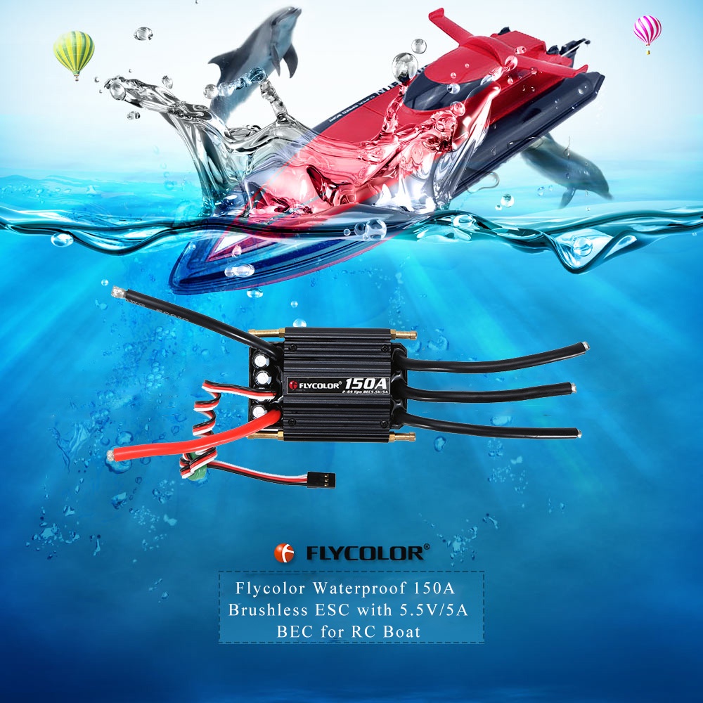 Bộ điều khiển tốc độ động cơ không chổi than 150a Esc 5.5v/ 5a Bec mới cho thuyền RC
